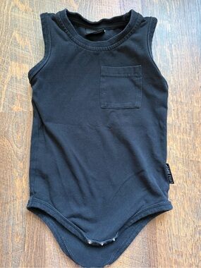 Little Bipsy Black Sleeveless One-Piece Bodysuit with Chest Pocket